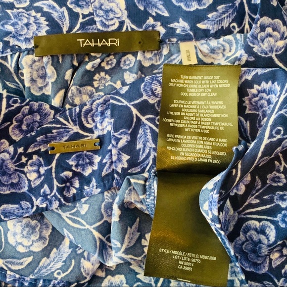 Tahari / Floral Blue White Long Sleeve - Picture 7 of 8